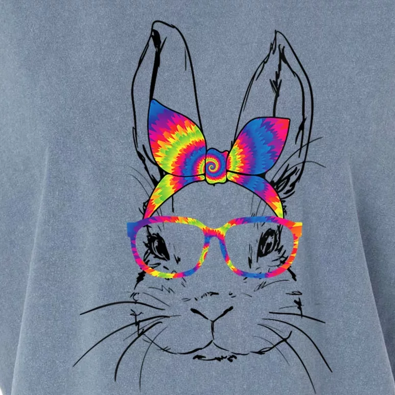 Funny Bunny Face Rabbit Tie Dye Glasses Happy Easter Day Cute Gift Garment-Dyed Women's Muscle Tee