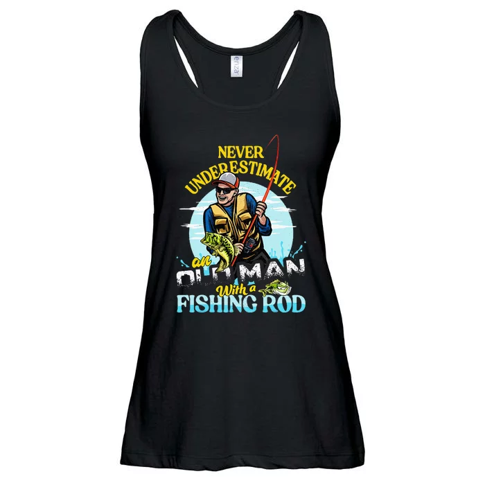 Funny Bass Fishing Birthday Fathers Day Old Man Ladies Essential Flowy Tank