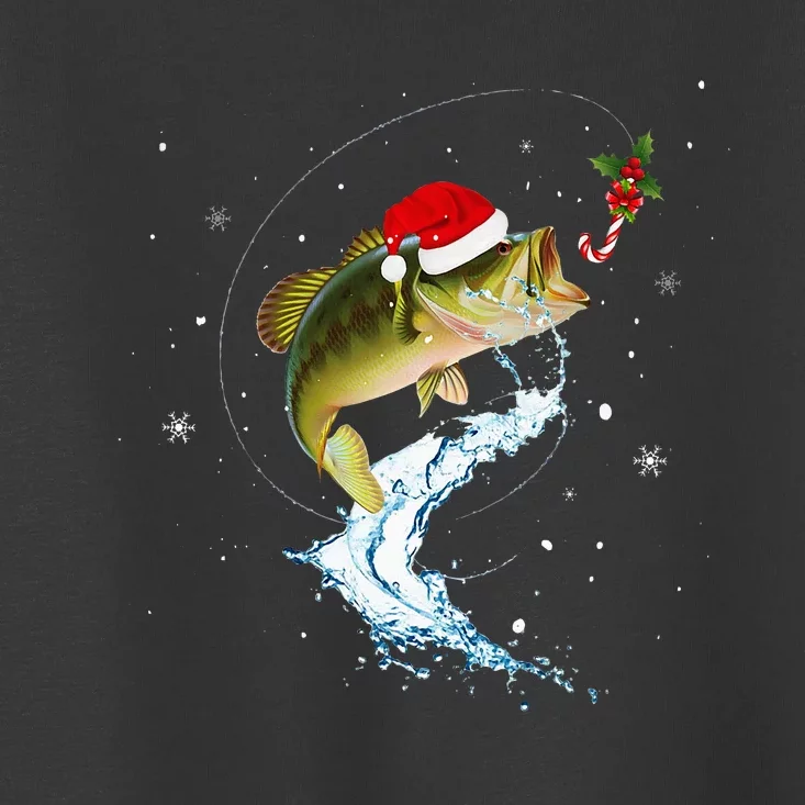 Funny Bass Fishing Santa Hat Christmas Pajama Fisher Fish Toddler T-Shirt