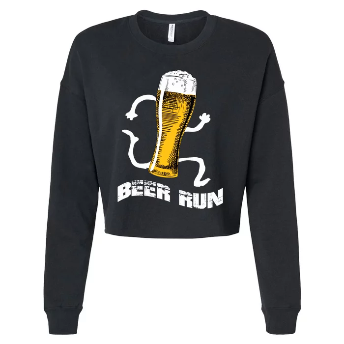 Funny Beer For Beer A Run Cropped Pullover Crew