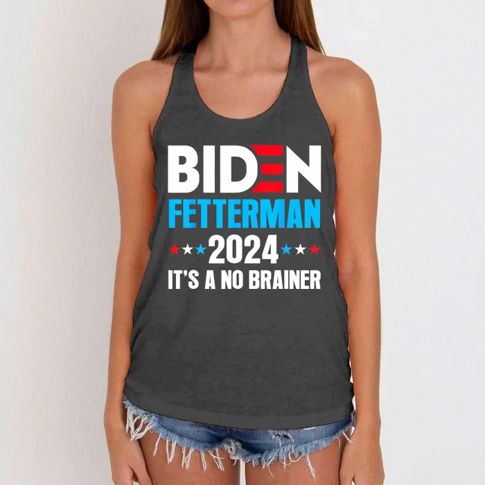 Funny Biden Fetterman 2024 It's A No Brainer Politica Women's Knotted Racerback Tank