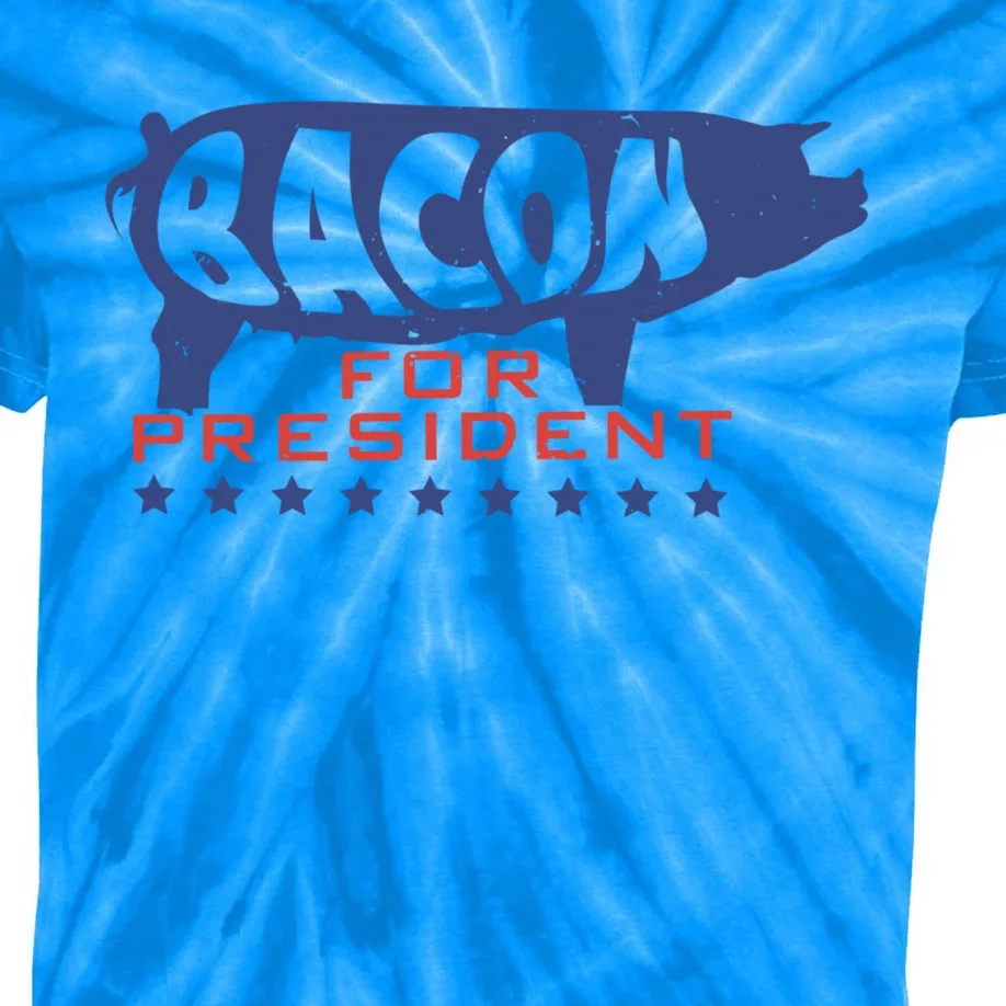 Fitness Bacon For President Funny Workout Gift Kids Tie-Dye T-Shirt