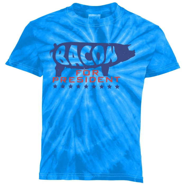 Fitness Bacon For President Funny Workout Gift Kids Tie-Dye T-Shirt