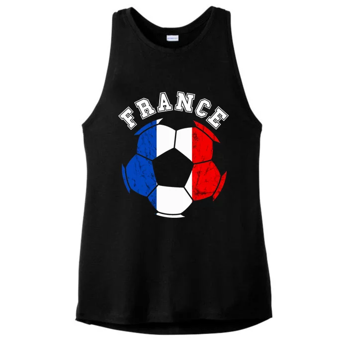 France Ball France Soccer Team French Flag French Pride Ladies Tri-Blend Wicking Tank