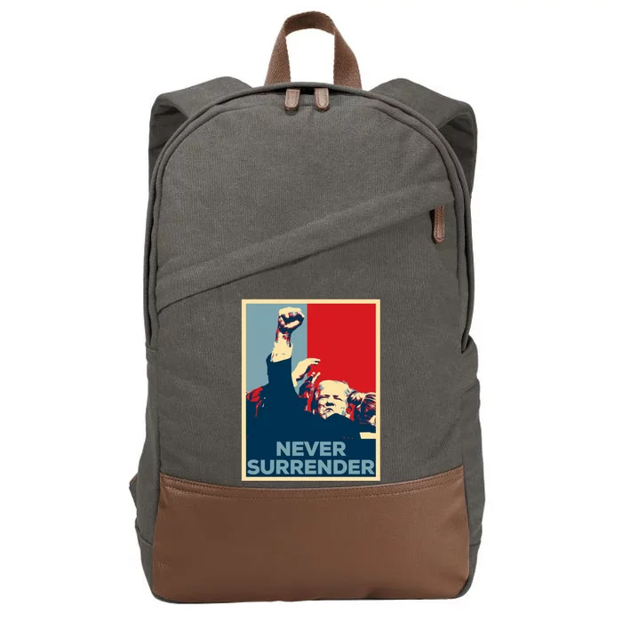 Fist Bump Fight Trump Poster Trump 2024 Never Surrender Gift Cotton Canvas Backpack