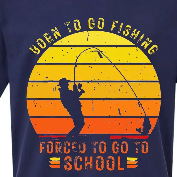 Funny Bass Fishing Born To Go Fishing Forced To Go To School Sueded Cloud Jersey T-Shirt