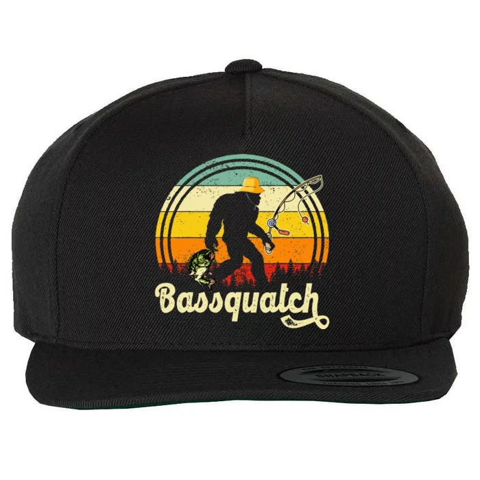 Funny Bigfoot Fishing Outdoor Fishing Gifts Wool Snapback Cap