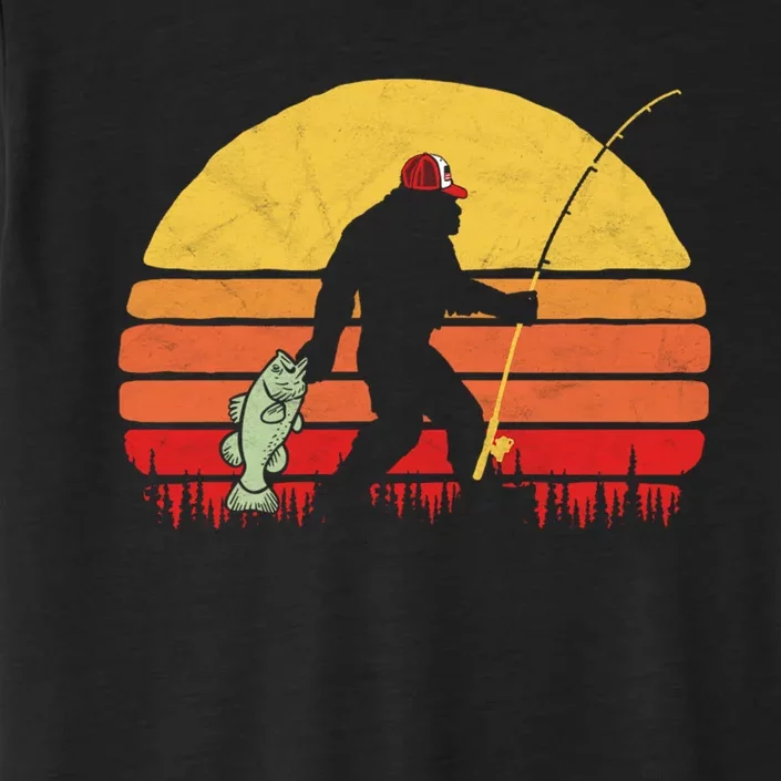 Funny Bigfoot Fishing Retro ChromaSoft Performance T-Shirt