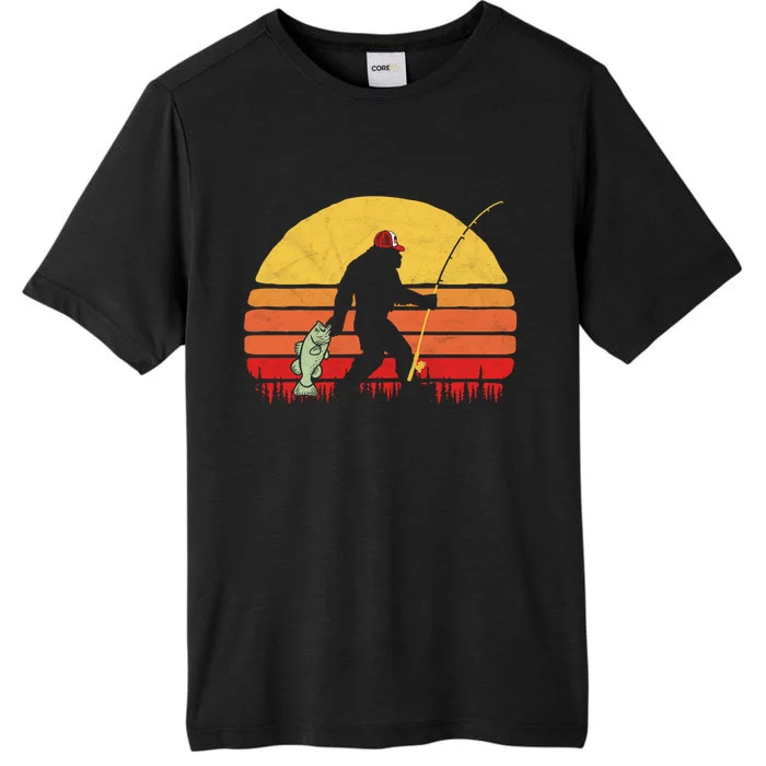 Funny Bigfoot Fishing Retro ChromaSoft Performance T-Shirt