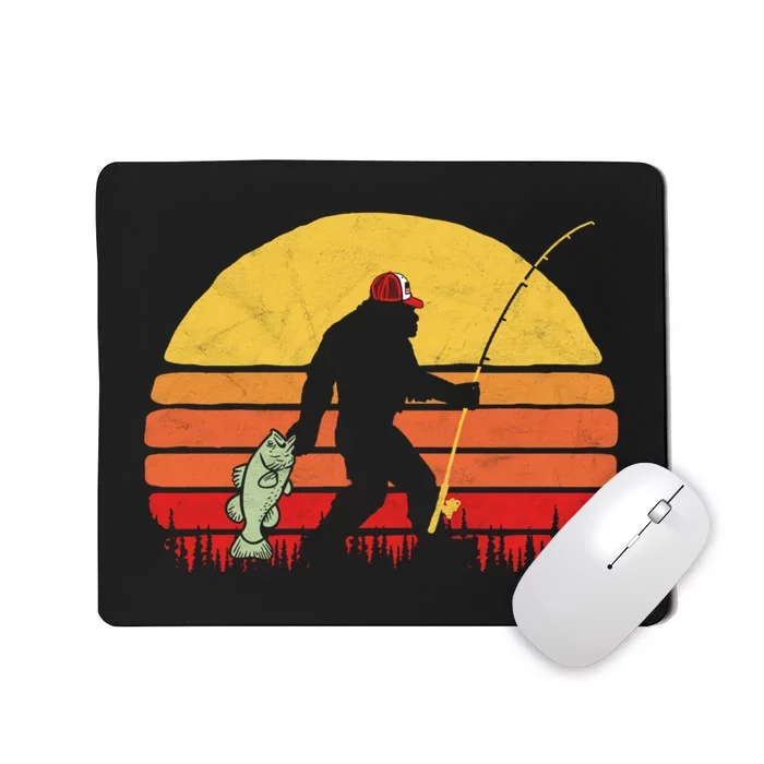 Funny Bigfoot Fishing Retro Mousepad