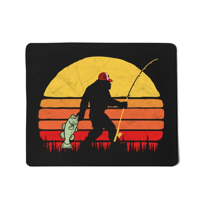 Funny Bigfoot Fishing Retro Mousepad