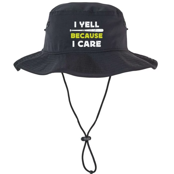 Funny Baseball Fan Humor I Yell Because I Care Baseball Dads Funny Gift Legacy Cool Fit Booney Bucket Hat