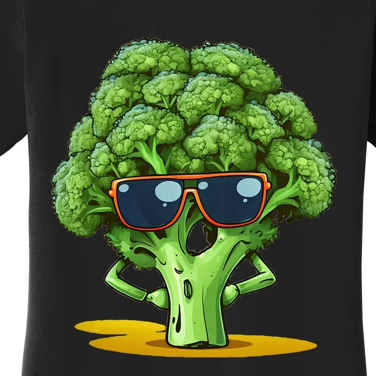 Funny Broccoli Face With Sunglasses Women's T-Shirt