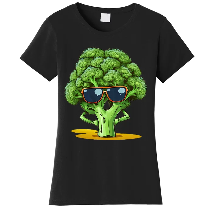 Funny Broccoli Face With Sunglasses Women's T-Shirt