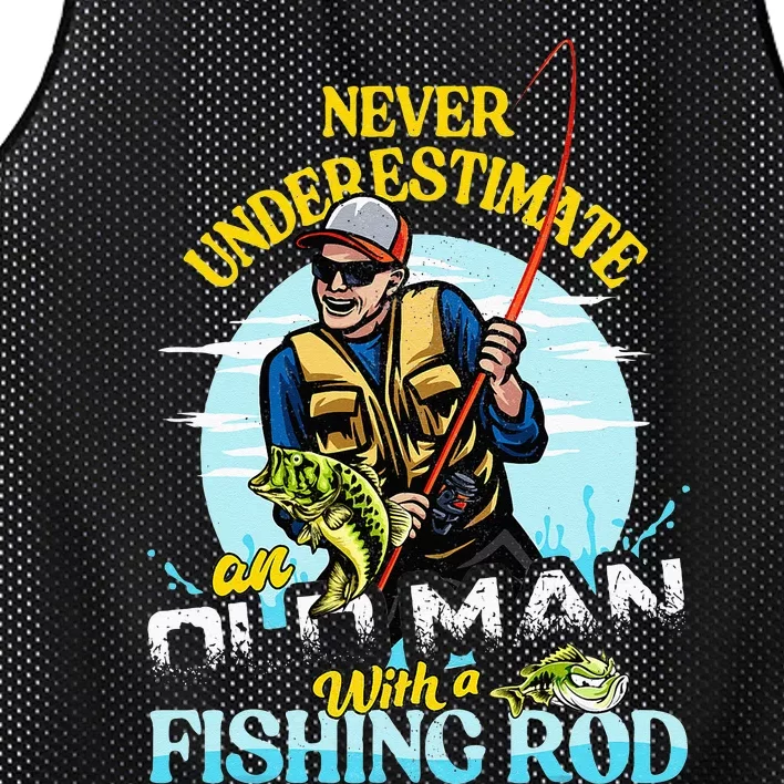 Funny Bass Fishing Birthday Fathers Day Old Man Mesh Reversible Basketball Jersey Tank