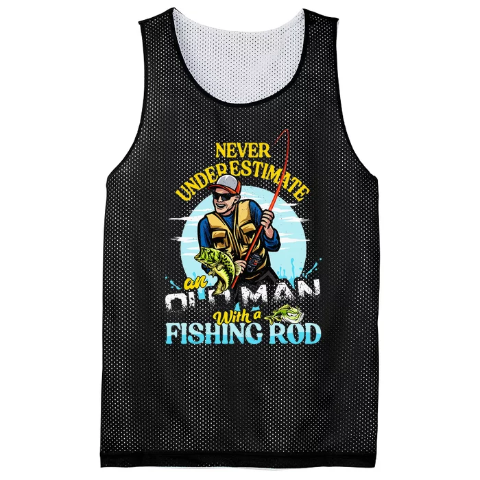 Funny Bass Fishing Birthday Fathers Day Old Man Mesh Reversible Basketball Jersey Tank