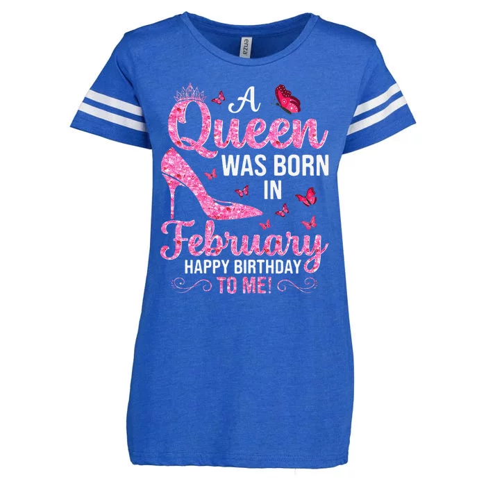 February Birthday For Wo Queen Born Enza Ladies Jersey Football T-Shirt