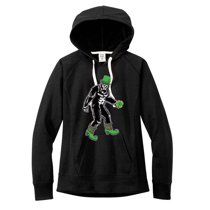 Funny Big Foot Leprechaun St Patrick's Day Sasquatch Lover Gift Women's Fleece Hoodie