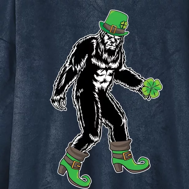 Funny Big Foot Leprechaun St Patrick's Day Sasquatch Lover Gift Hooded Wearable Blanket