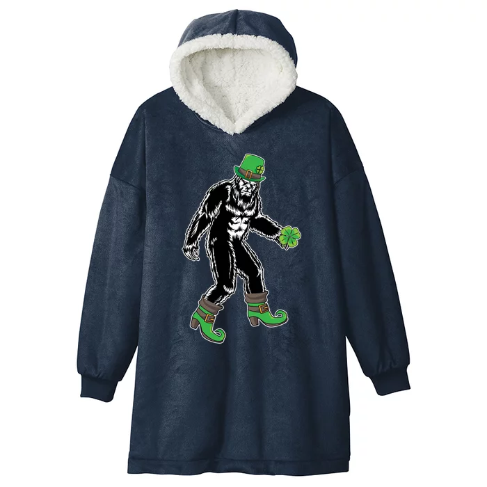 Funny Big Foot Leprechaun St Patrick's Day Sasquatch Lover Gift Hooded Wearable Blanket