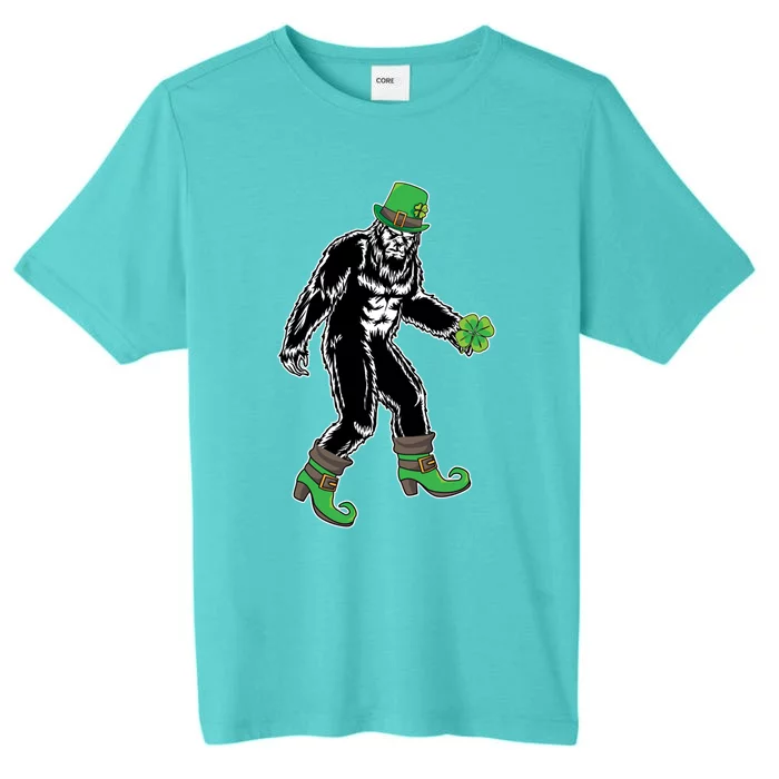 Funny Big Foot Leprechaun St Patrick's Day Sasquatch Lover Gift ChromaSoft Performance T-Shirt