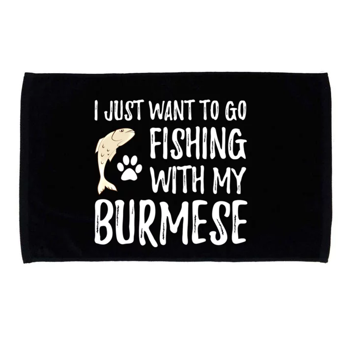 Fishing Burmese For Boating Cat Mom Or Cat Dad Gift Microfiber Hand Towel