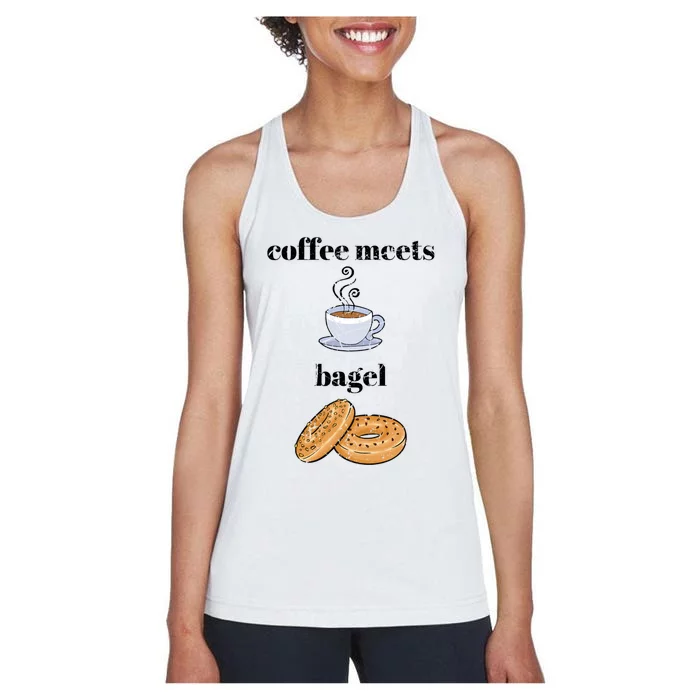 Funny Breakfast Funny Gift Coffee Meets Bagels Food Lover Design Gift Women's Racerback Tank