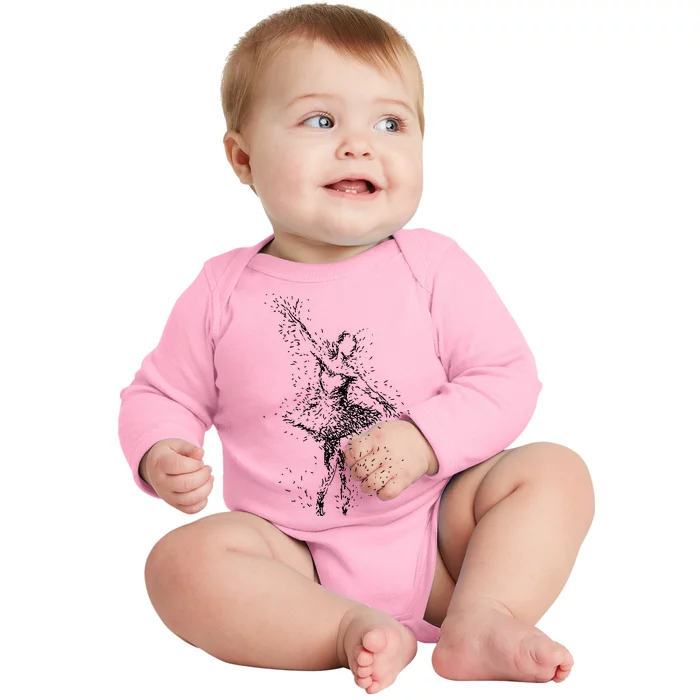 Fading Ballerina Baby Long Sleeve Bodysuit