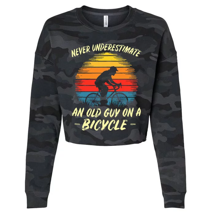 Funny Bicycle Fathersday Grandpa Outdoor Cropped Pullover Crew