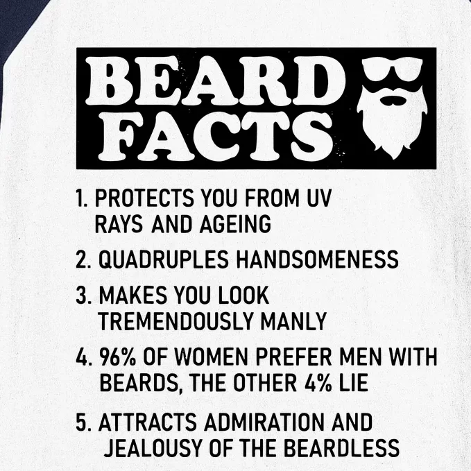 Funny Beard Facts Protects Ageing Makes Manly Bearded Dad Baseball Sleeve Shirt