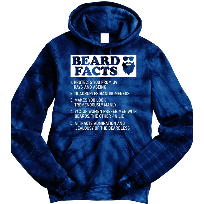 Funny Beard Facts Protects Ageing Makes Manly Bearded Dad Tie Dye Hoodie