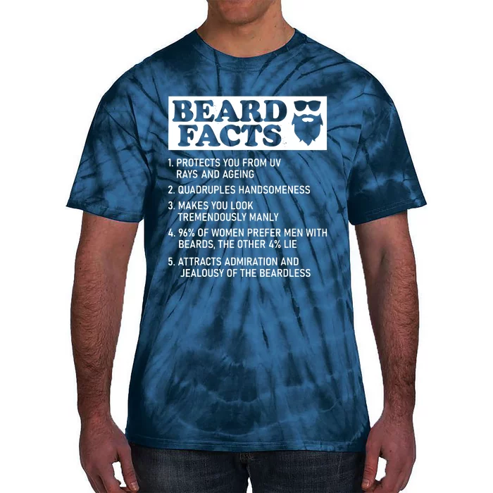 Funny Beard Facts Protects Ageing Makes Manly Bearded Dad Tie-Dye T-Shirt