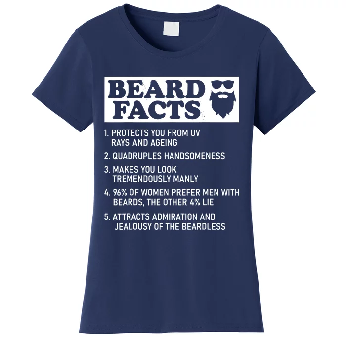 Funny Beard Facts Protects Ageing Makes Manly Bearded Dad Women's T-Shirt