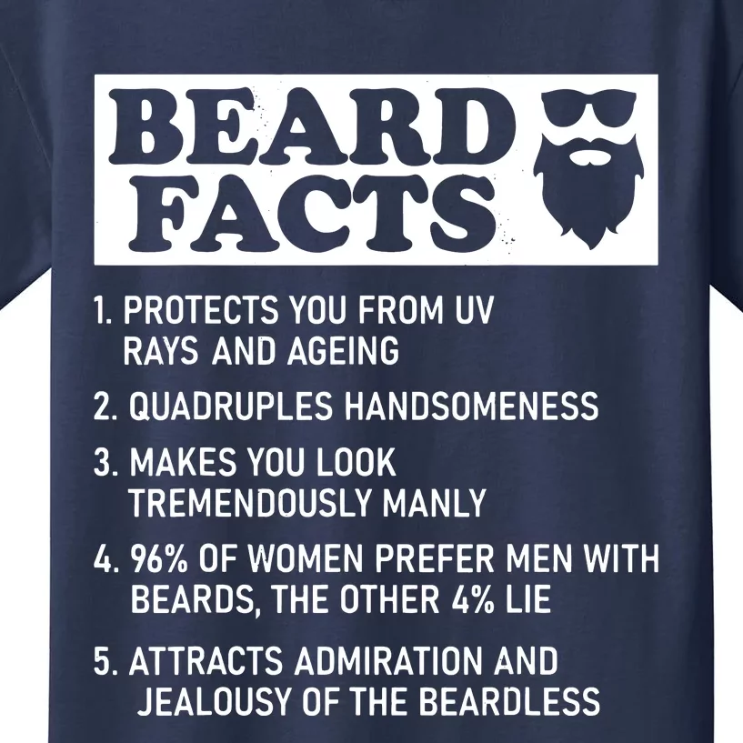 Funny Beard Facts Protects Ageing Makes Manly Bearded Dad Kids T-Shirt