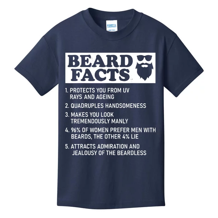 Funny Beard Facts Protects Ageing Makes Manly Bearded Dad Kids T-Shirt