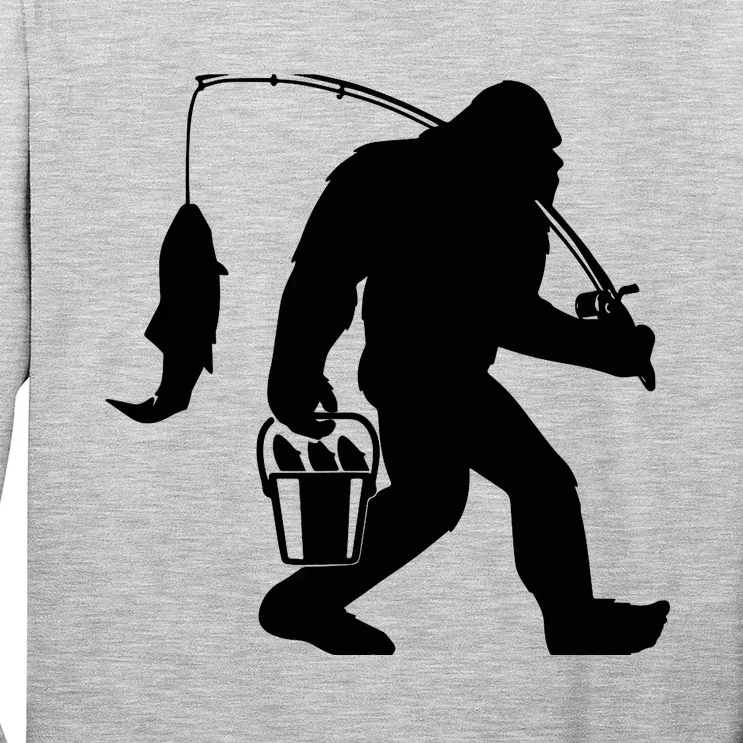 Funny Bigfoot Fishing Sasquatch Gift Long Sleeve Shirt