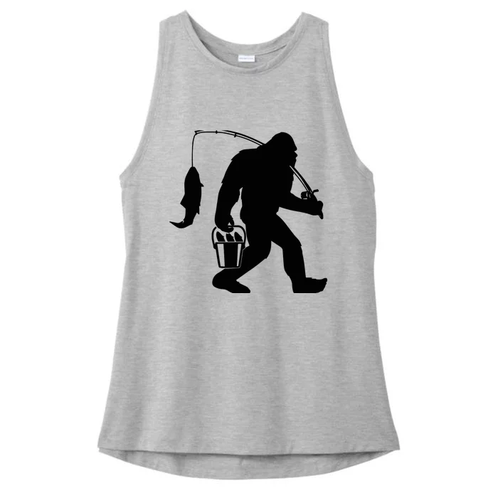 Funny Bigfoot Fishing Sasquatch Gift Ladies Tri-Blend Wicking Tank