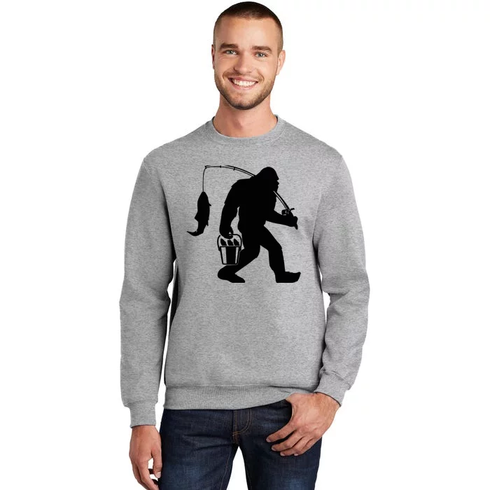 Funny Bigfoot Fishing Sasquatch Gift Tall Sweatshirt