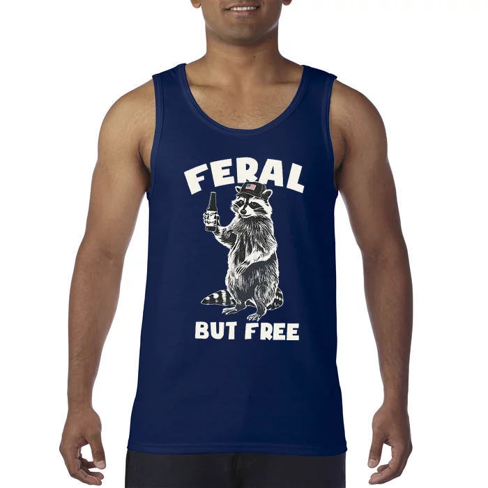 Feral But Free Funny Raccoon 4th Of July Tank Top