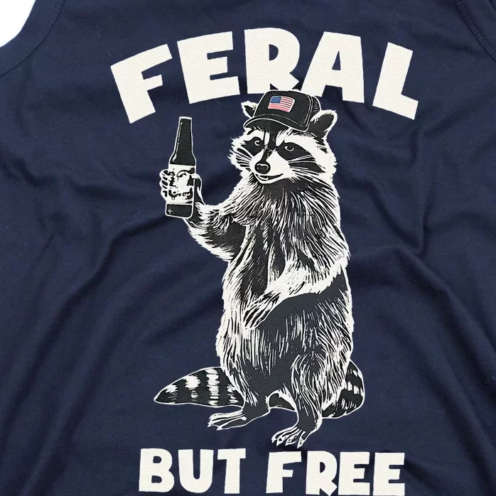 Feral But Free Funny Raccoon 4th Of July Tank Top