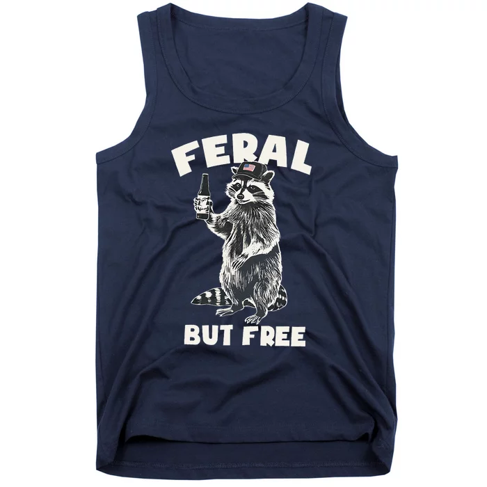 Feral But Free Funny Raccoon 4th Of July Tank Top