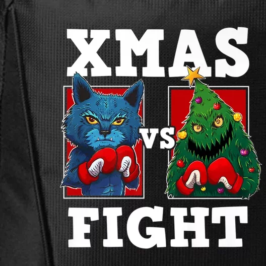 Funny Boxing Funny Cat Vs Christmas Tree City Backpack