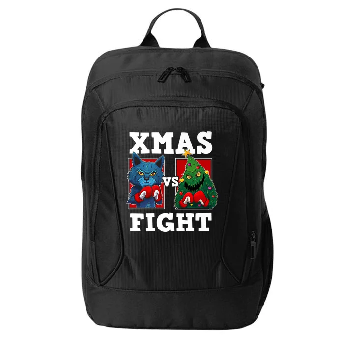 Funny Boxing Funny Cat Vs Christmas Tree City Backpack