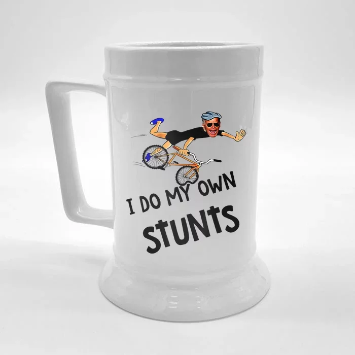 Funny Biden Falling Off I Do My Own Stunts Anti Democrats Front & Back Beer Stein