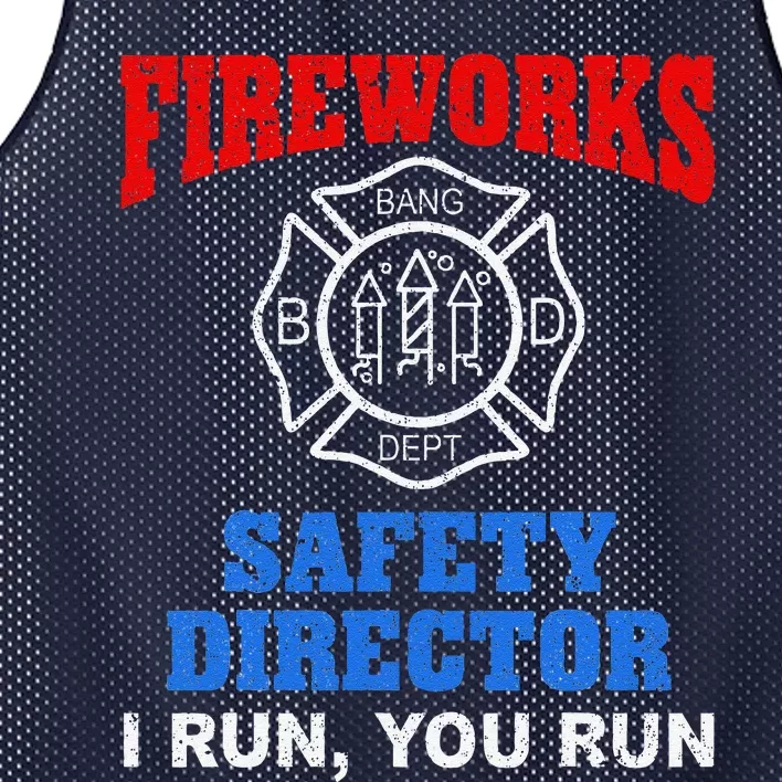 Funny Bang Firecracker Firework Safety Director I Run You Run Mesh Reversible Basketball Jersey Tank