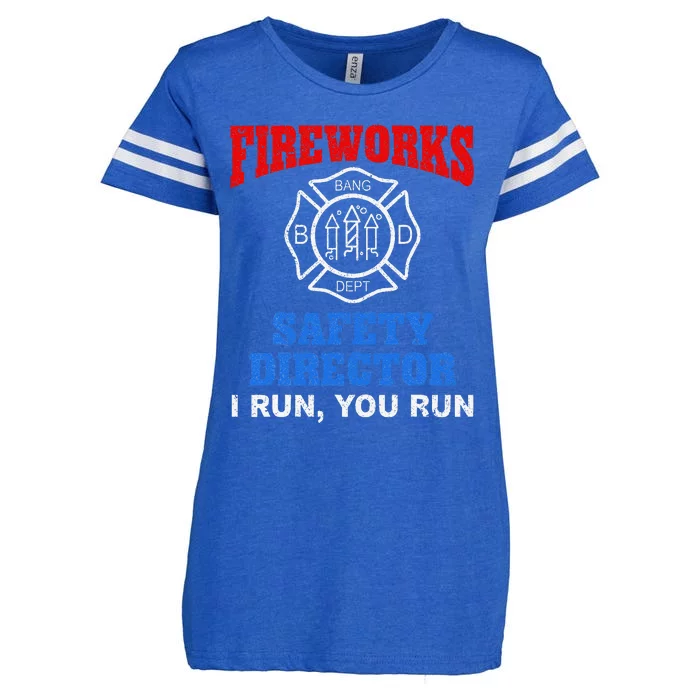 Funny Bang Firecracker Firework Safety Director I Run You Run Enza Ladies Jersey Football T-Shirt