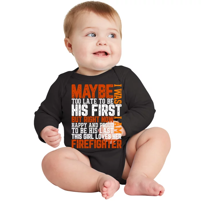 Firefighter Boyfriend Firefighter Husband Quote Funny Couple Valentine Slogan Baby Long Sleeve Bodysuit