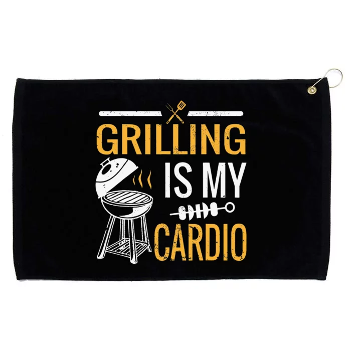 Funny BBQ Grill Chef Barbecue Grilling Is My Cardio Grommeted Golf Towel