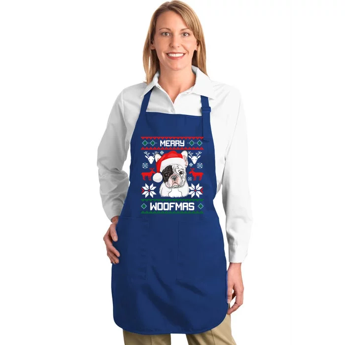 French Bulldog Gift For Merry Christmas Woofmas Frenchie Gift Full-Length Apron With Pocket