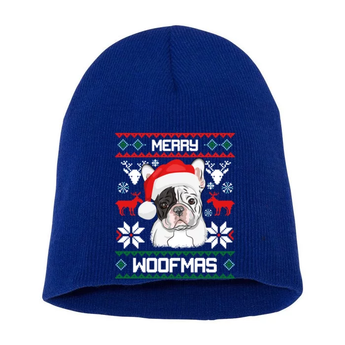 French Bulldog Gift For Merry Christmas Woofmas Frenchie Gift Short Acrylic Beanie